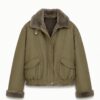 2 in 1 khaki striukė/kailiniai