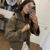 2 in 1 khaki striukė/kailiniai
