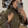 2 in 1 khaki striukė/kailiniai