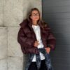 Burgundiška pūkinė striukė/liemenė Rose