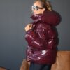 Bordo pūkinė, blizgi striukė Bear